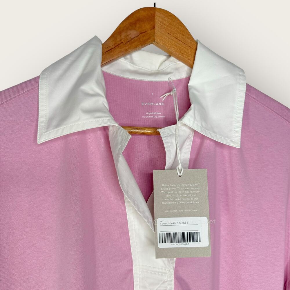 Everlane Organic Cotton Polo Dress | Small Mauve Short Sleeve Sustainable Preppy - Picture 3 of 9